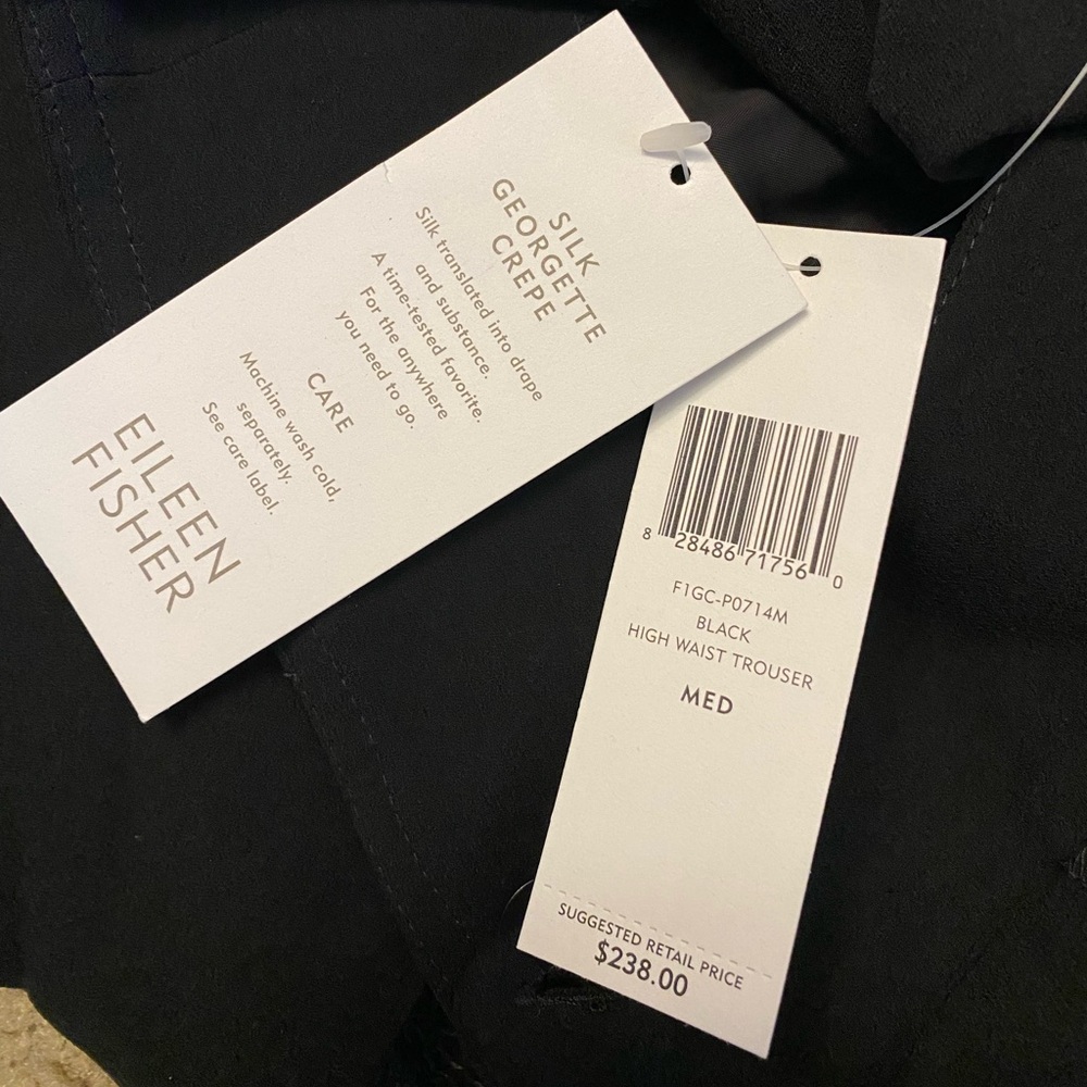 NWT Eileen Fisher Silk Georgette Crepe Pleated Pant - Picture 6 of 9